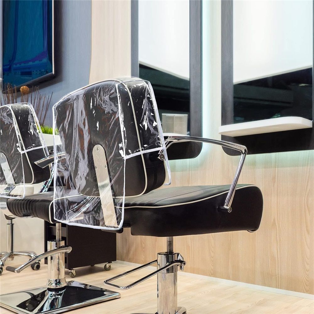 4 pack Barber Chair Cover Protector, Clear PVC Salon Chair Cover, Hairdressing Chair Back Stitched Cover Durable Easy Clean Covers Prevents Damage for Hair Salon Spa Office Chairs（Only transparent cover） - Image 4