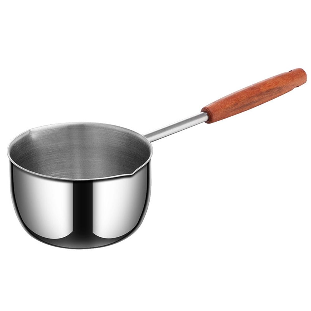 Chocolate melting pot, small pan, sauce pan,stainless steel with pouring port and wooden handle, used for melting chocolate and heating milk,butter warmer - Image 1