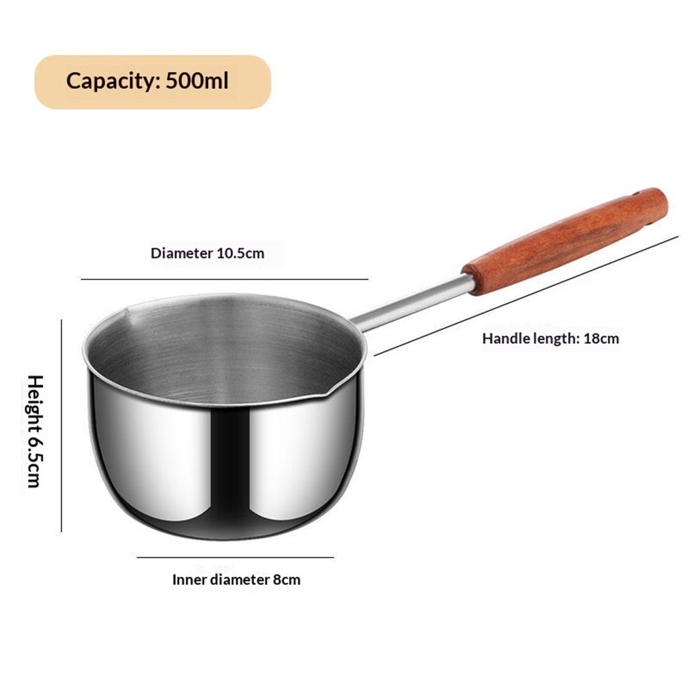 Chocolate melting pot, small pan, sauce pan,stainless steel with pouring port and wooden handle, used for melting chocolate and heating milk,butter warmer - Image 2