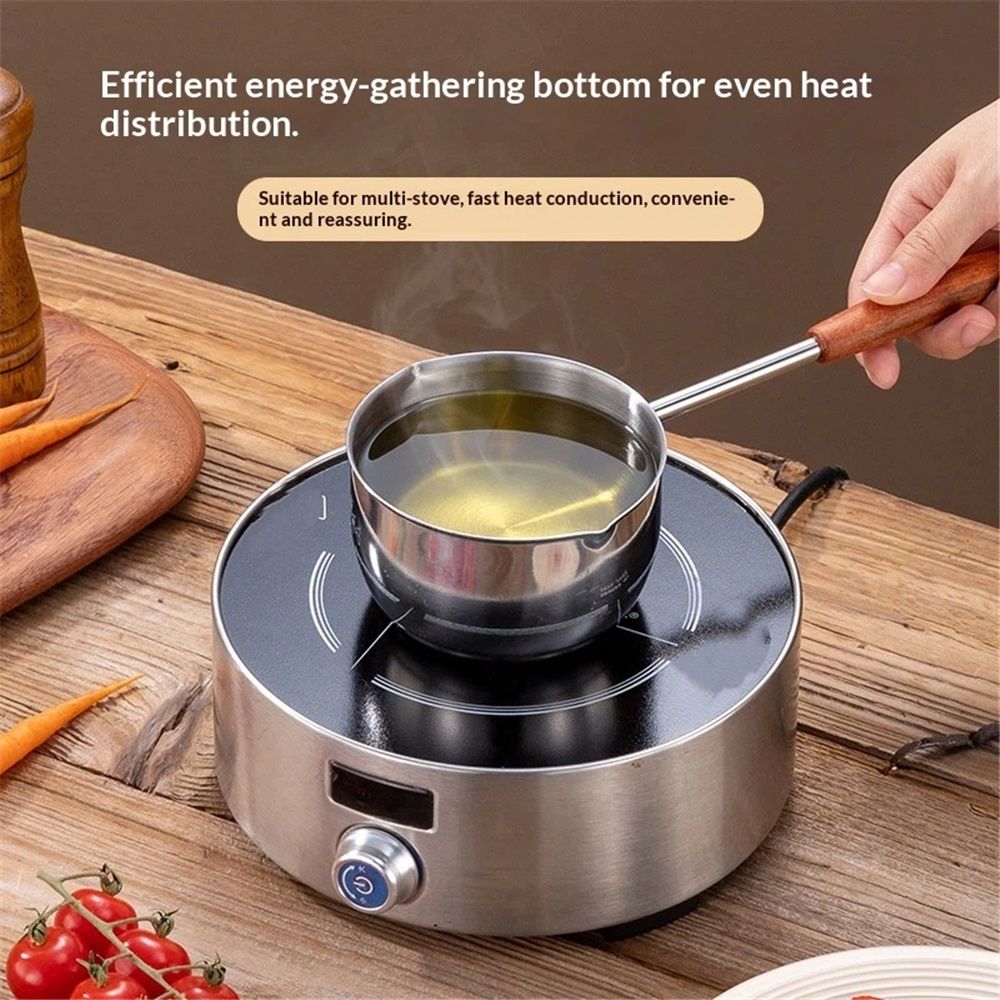 Chocolate melting pot, small pan, sauce pan,stainless steel with pouring port and wooden handle, used for melting chocolate and heating milk,butter warmer - Image 5