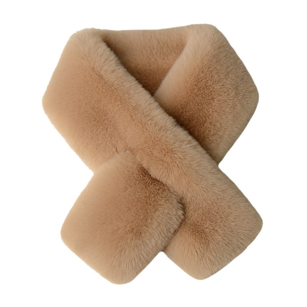 Faux Fur Collar Scarf for Women Winter, Fluffy Scarves Neck Shrug for Cold Weather, Faux Fur Cross Scarf Thick Soft Neck Collar Warm Winter Wrap - Image 1