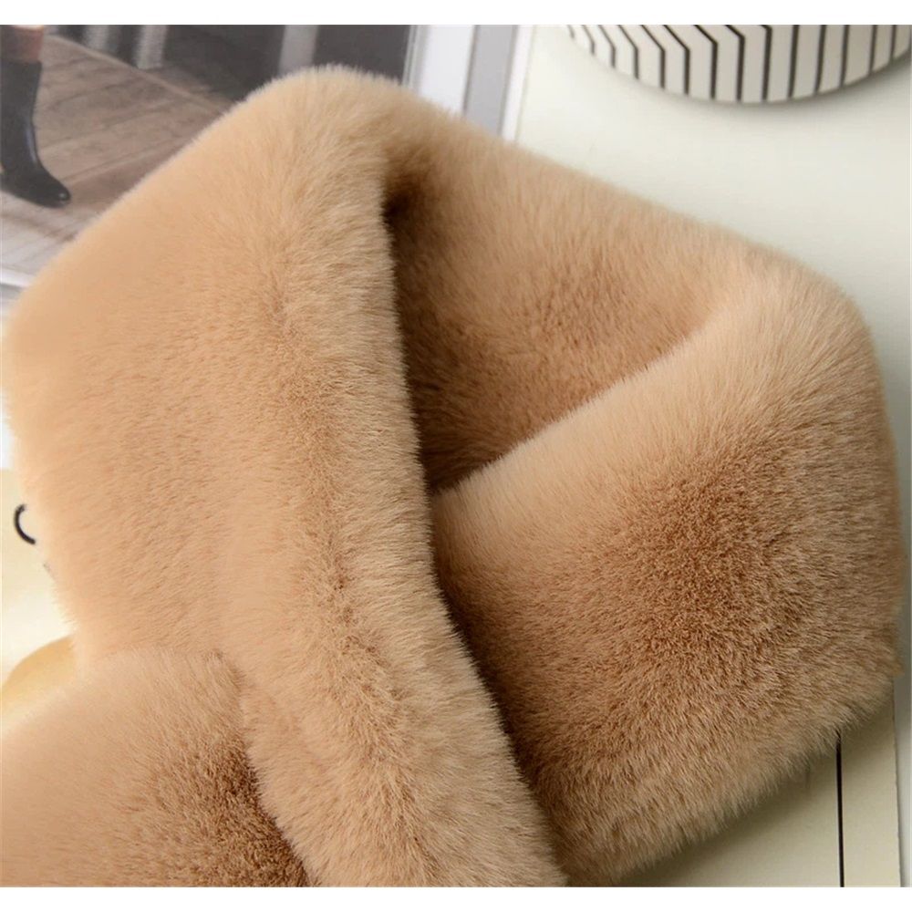 Faux Fur Collar Scarf for Women Winter, Fluffy Scarves Neck Shrug for Cold Weather, Faux Fur Cross Scarf Thick Soft Neck Collar Warm Winter Wrap - Image 4