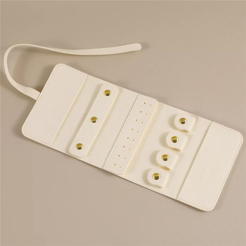 Travel Jewelry Organizer Case, Foldable Jewelry Roll for Necklaces, Earrings, Journey-Rings, Bracelets, Brooches, Portable, white（excluding jewelry） - Image 2