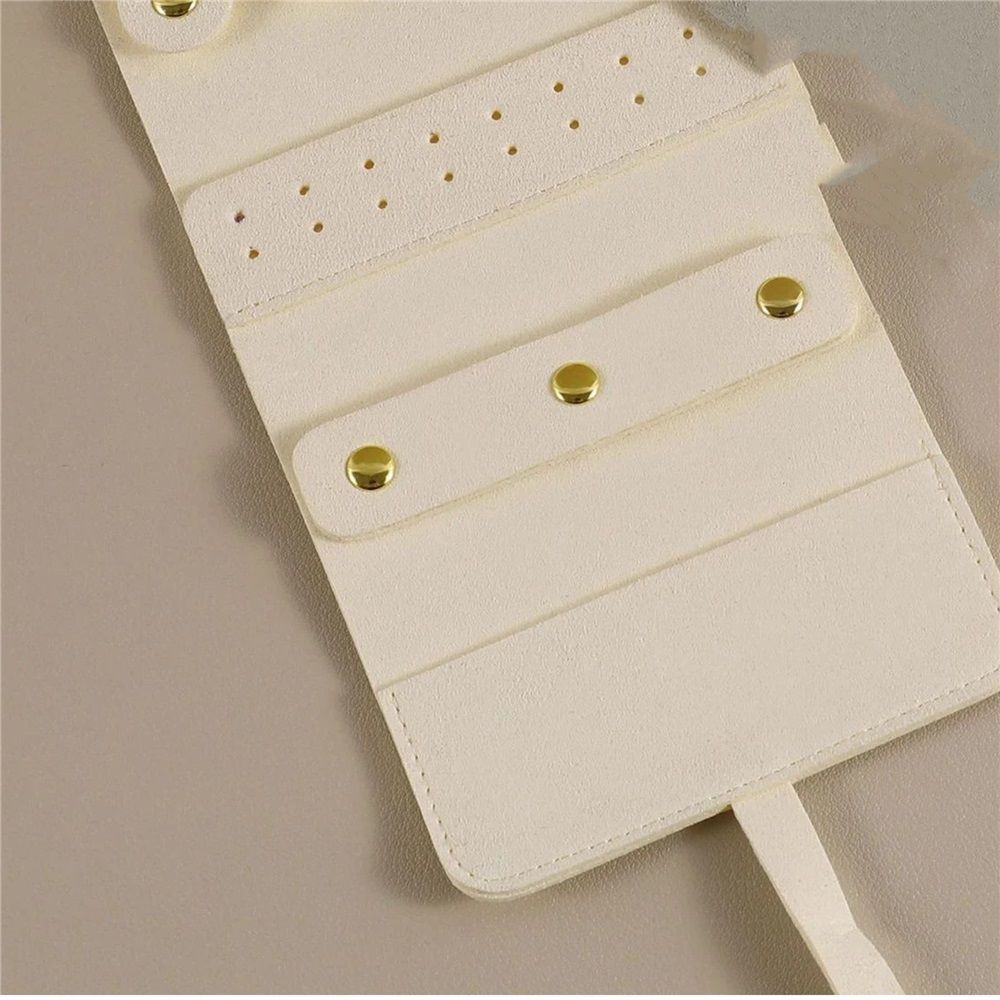 Travel Jewelry Organizer Case, Foldable Jewelry Roll for Necklaces, Earrings, Journey-Rings, Bracelets, Brooches, Portable, white（excluding jewelry） - Image 3
