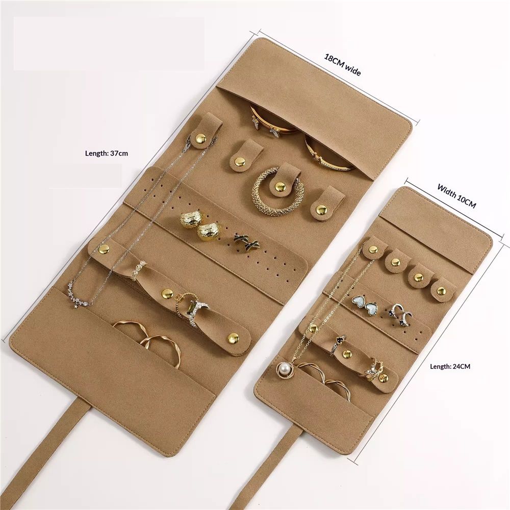 Travel Jewelry Organizer Case, Foldable Jewelry Roll for Necklaces, Earrings, Journey-Rings, Bracelets, Brooches, Portable, white（excluding jewelry） - Image 5