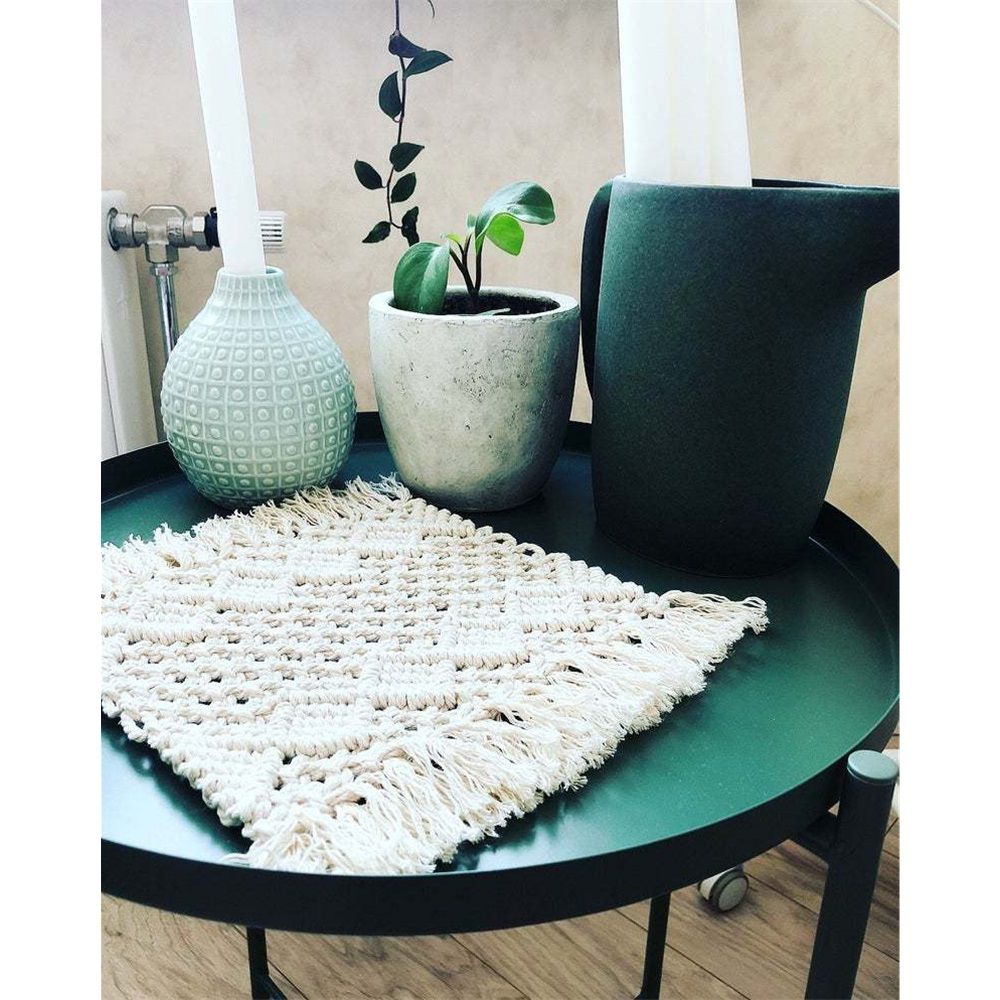 2 pack Handmade Cotton Woven Crochet Placemat with Tassels, 10 x12 Inches Small Place Mat for Bohemian Wedding Décor, Boho Table Mat for Farmhouse, Rustic Décor for Dining Table, Beige - Image 4