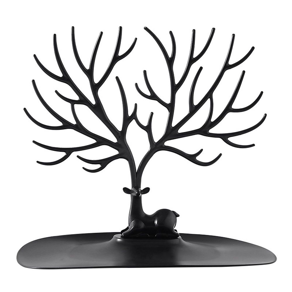 2 pack Little Deer Earrings Necklace Pendant Bracelet Jewelry Display Stand Tray Tree Storage Racks Organizer Holder, Black（Only jewelry rack） - Image 1