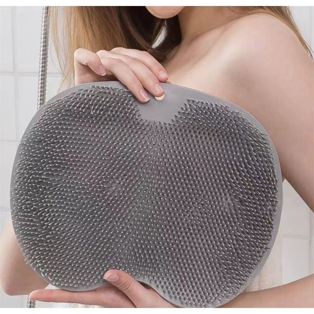 Shower Foot Scrubber Mat with Non-Slip Suction Cups, Non Slip Bathtub and Shower Mat with Suction Cups and Drain Holes, Foot Back Cleaning Pad Back Washer Exfoliating Bath Wash Pad (Grey) - Image 2