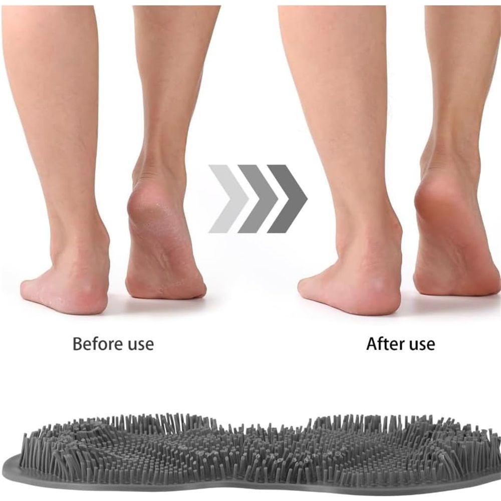 Shower Foot Scrubber Mat with Non-Slip Suction Cups, Non Slip Bathtub and Shower Mat with Suction Cups and Drain Holes, Foot Back Cleaning Pad Back Washer Exfoliating Bath Wash Pad (Grey) - Image 3