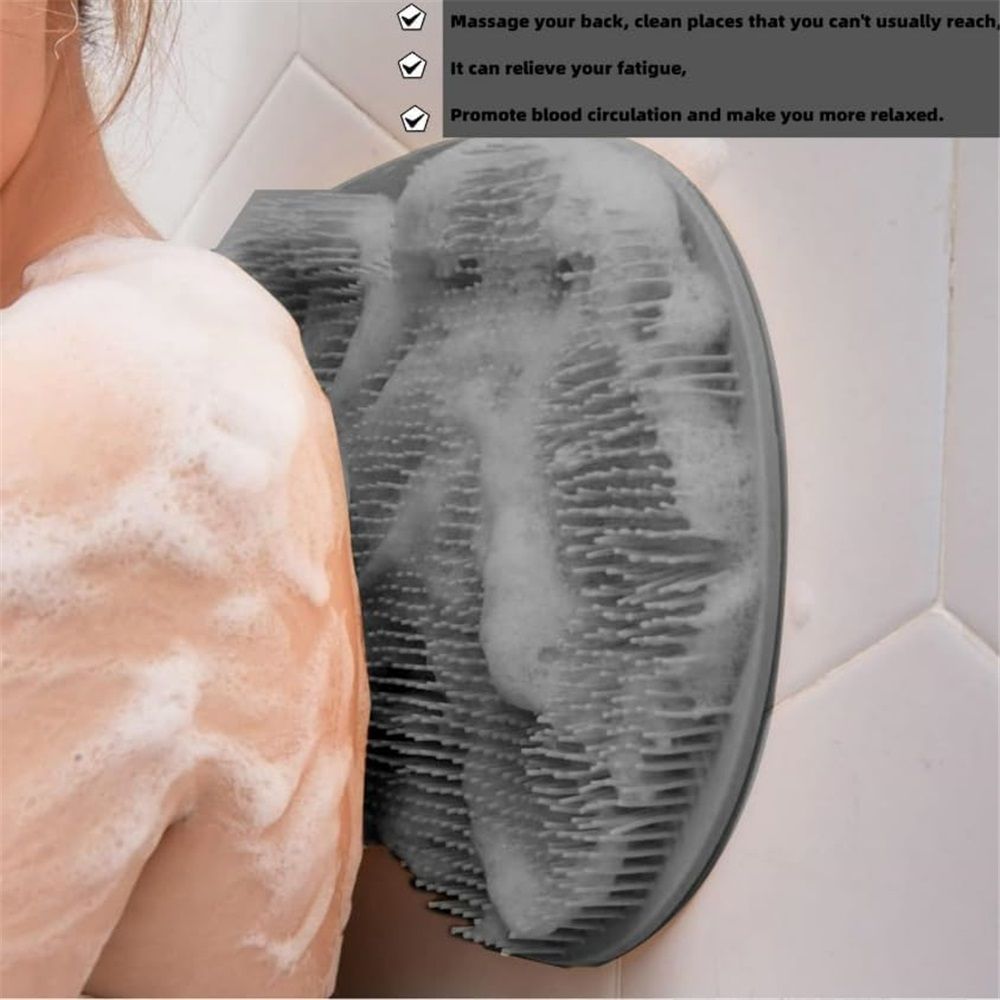 Shower Foot Scrubber Mat with Non-Slip Suction Cups, Non Slip Bathtub and Shower Mat with Suction Cups and Drain Holes, Foot Back Cleaning Pad Back Washer Exfoliating Bath Wash Pad (Grey) - Image 4