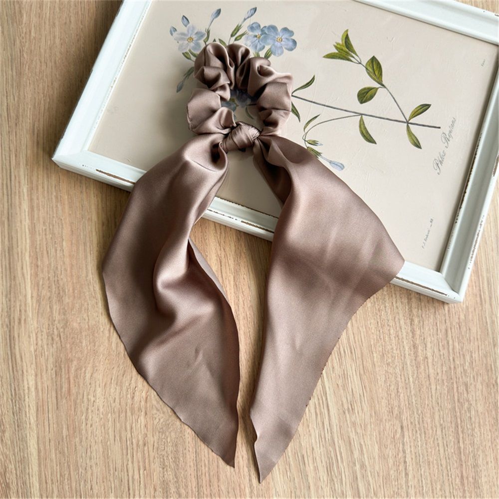 6 PCS Hair Scarf Scruncheis for Women Knotted Bow Hair Ties Elastic Bands Satin Hair Ribbon Scrunchy Ponytail Holder for Women and Girls（six different colors） - Image 5