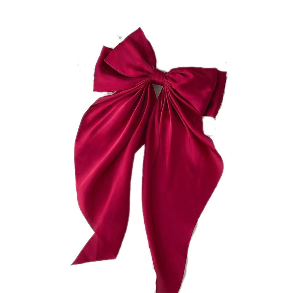 Satin Hair Bows for Women 5 Pack - Oversized Long Tail Hair Clip for Girls, Large Bow Hair Accessories for Special Occasions and Gifts - Image 1