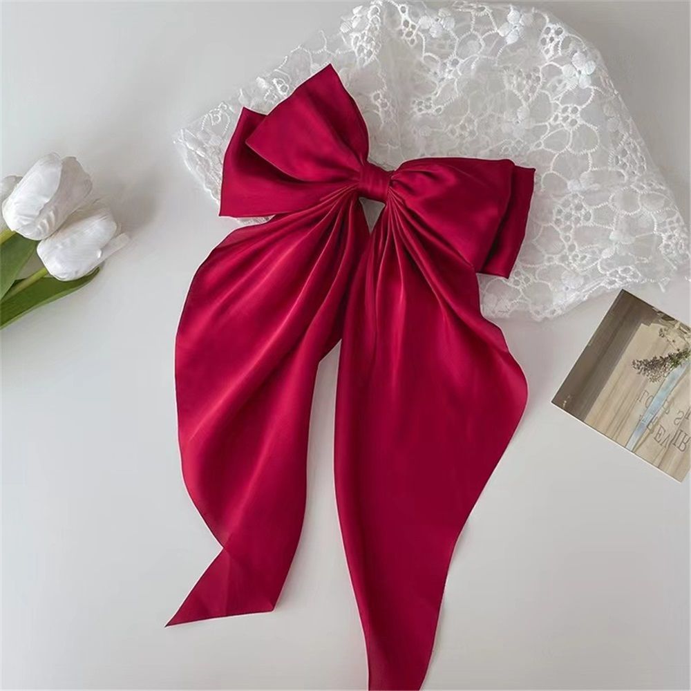 Satin Hair Bows for Women 5 Pack - Oversized Long Tail Hair Clip for Girls, Large Bow Hair Accessories for Special Occasions and Gifts - Image 2