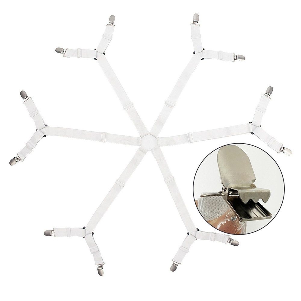 2 pack Sheet Fasteners, Adjustable Elastic Bed Sheet Holder Straps for Full,Queen,King Twin Bed,6 Way Cross Sheet Clips Suspenders Band,Fitted Round and Square Mattresses - Image 2
