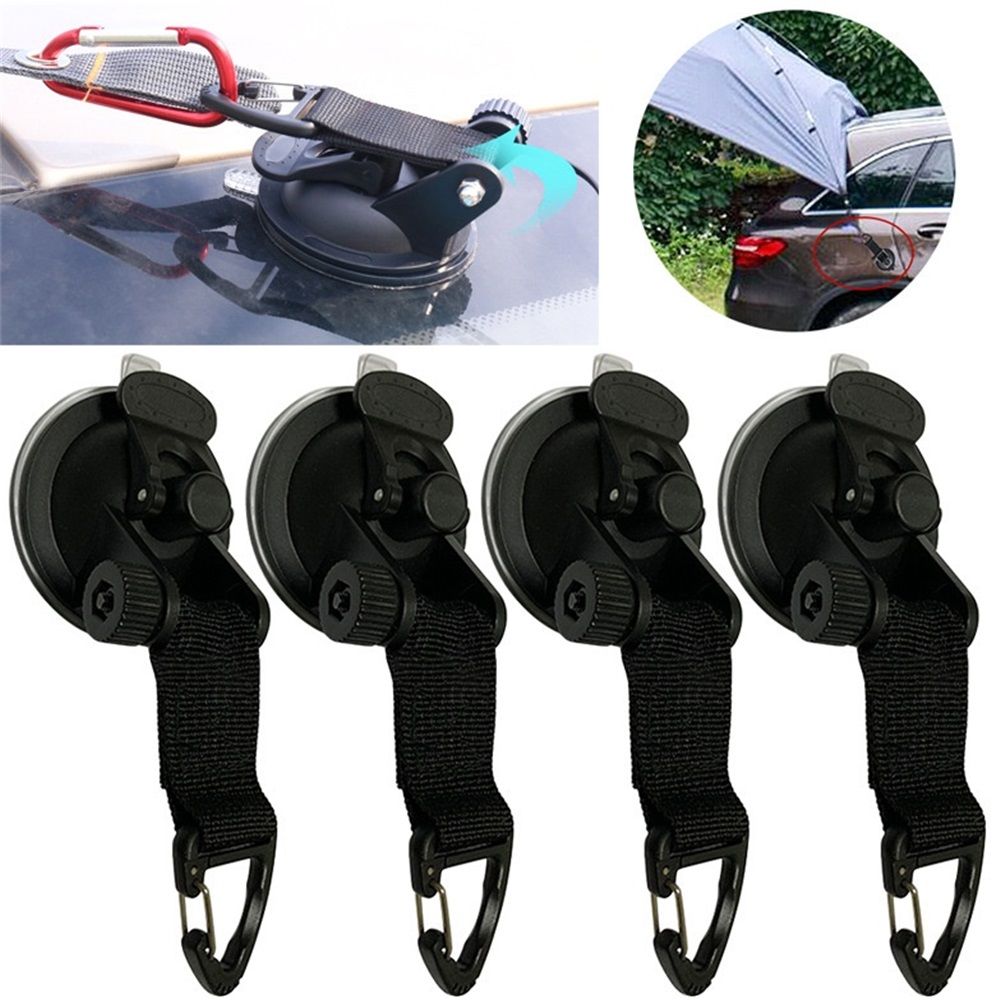 4 PCS Suction Cups Heavy Duty with Hooks,Outdoor Strong Suction Cup Wall Anchor for Camping Tarp Accessory,Car Side Awning,RV Boat Window Glass Camping Trap - Image 2