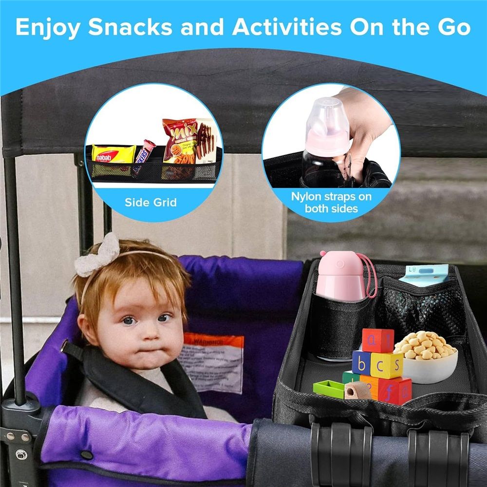 Stroller Snack Tray Compatible with Wagon - Upgraded with Extra Thick Base, for Added Durability（black） - Image 3