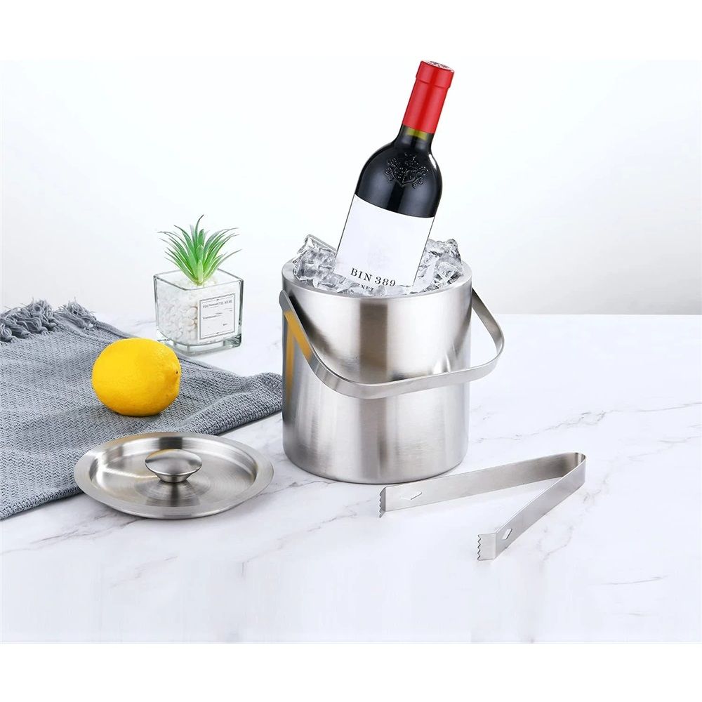 Mini Ice Bucket Portable Double Wall Ice Bucket ,Stainless Steel Hotel Bucket/Champagne/Beverage Bucket,Size 1.3 Liters,Serveware for Party,Event,and Camping - Image 2