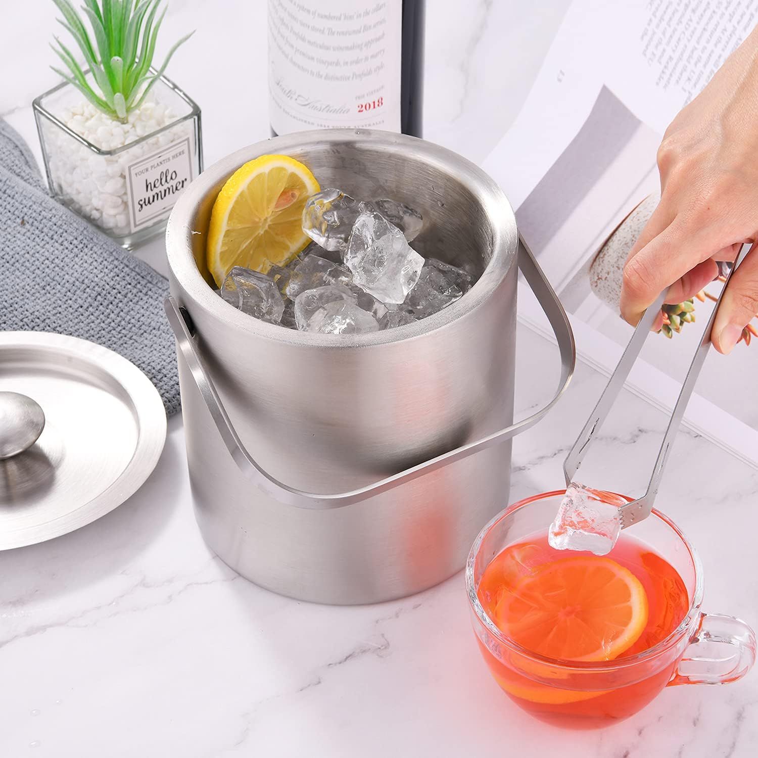 Mini Ice Bucket Portable Double Wall Ice Bucket ,Stainless Steel Hotel Bucket/Champagne/Beverage Bucket,Size 1.3 Liters,Serveware for Party,Event,and Camping - Image 3