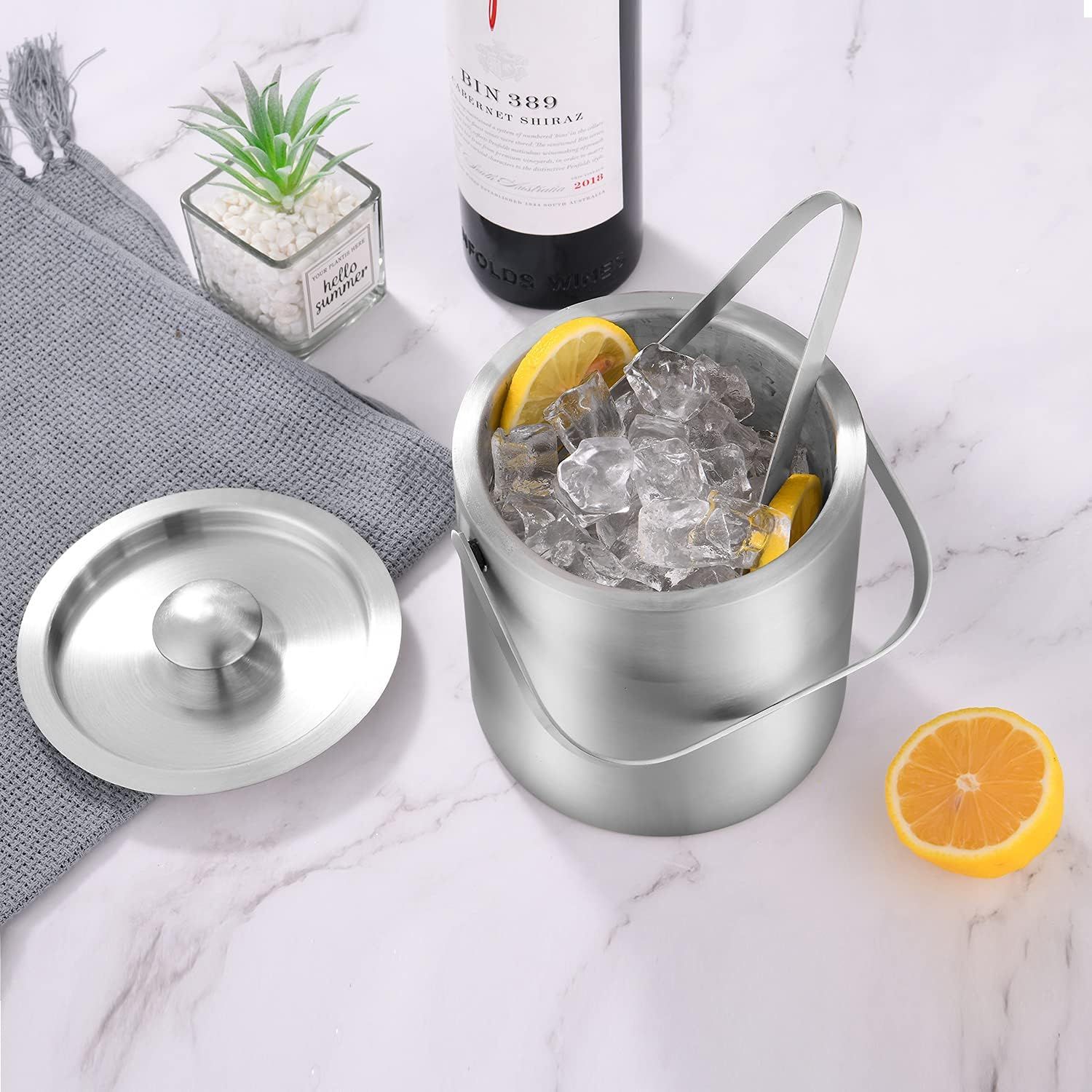Mini Ice Bucket Portable Double Wall Ice Bucket ,Stainless Steel Hotel Bucket/Champagne/Beverage Bucket,Size 1.3 Liters,Serveware for Party,Event,and Camping - Image 4