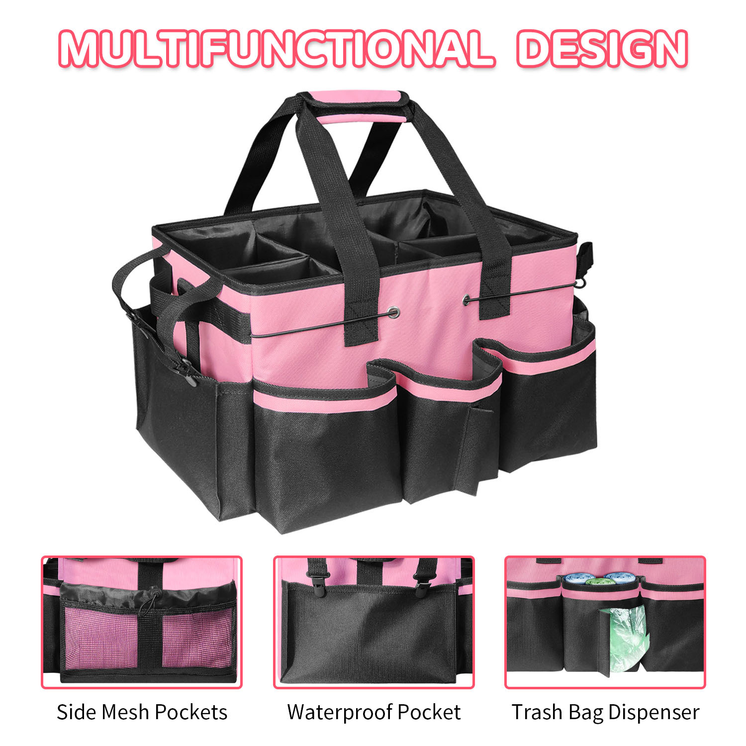 Gray Cleaning Kit - Multi-Purpose Cleaning Supplies Organizer Bag - Image 5
