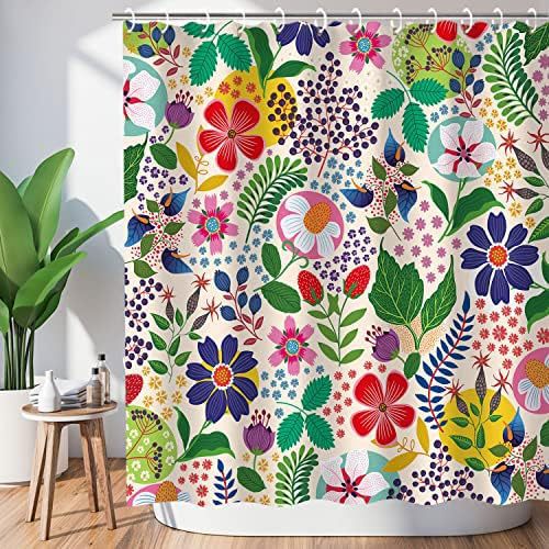 Floral Shower Curtain - Colorful Design (180x180cm) - Image 1