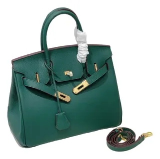 2025 - Euro-american Elegant Lychee Leather Shoulder Bag- Birkin 25-dark green - Image 1
