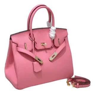 2025 - Euro-american Elegant Lychee Leather Shoulder Bag- Birkin 35 Color Rosa Sakura, - Image 1