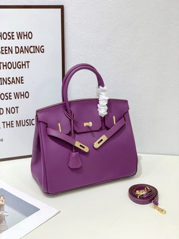 2025- Euro-american Elegant Crocodile Leather  Handbag Bag - Birkin 25,violet ,palladium Hardware - Image 1