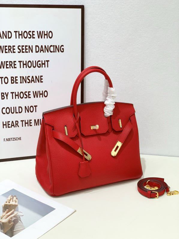 2025- Euro-american Elegant Crocodile Leather  Handbag Bag - Birkin 35,red ,palladium Hardware - Image 1