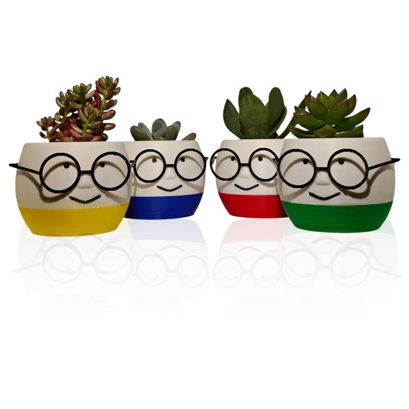 Simple and adorable 3D printed glass flower pots—use them to decorate your home! White and red, single piece. - Image 1