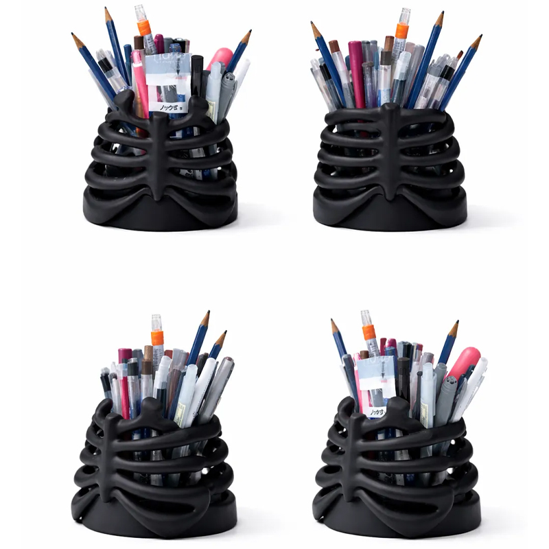 3D Printed Rib Pen Holder - Skeleton Desktop Organizer is both a practical pen holder and a sculpture. - Image 1