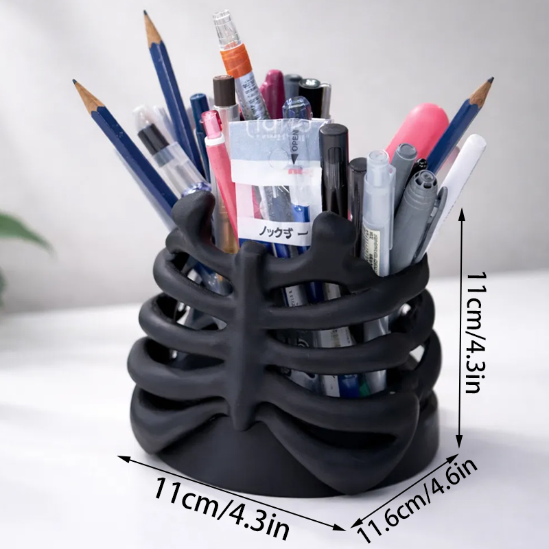 3D Printed Rib Pen Holder - Skeleton Desktop Organizer is both a practical pen holder and a sculpture. - Image 4