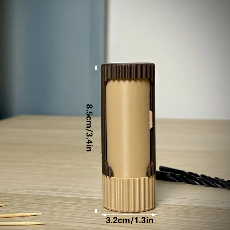 3D-printed compact rotating organizer capsule, 1.3 inches long x 3.4 inches high. - Image 1
