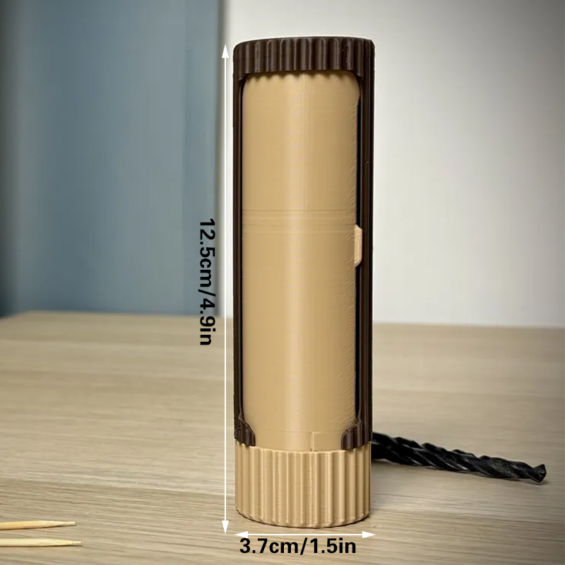 3D-printed compact rotating organizer capsule, 1.5 inches long x 4.9 inches high. - Image 1