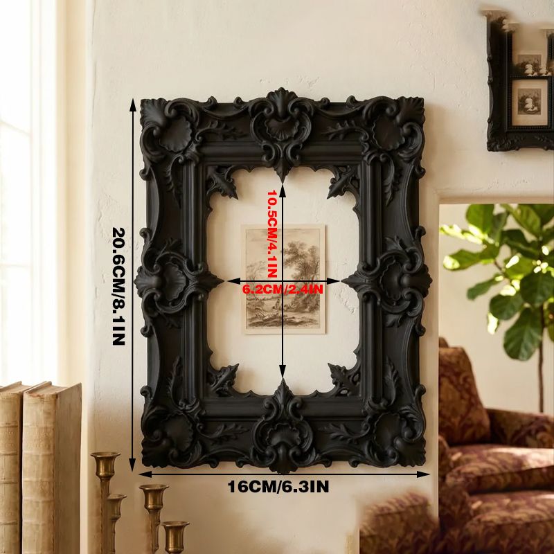 A gorgeous 3D-printed wall-mounted picture frame, perfect for displaying antique prints. Black. - Image 3