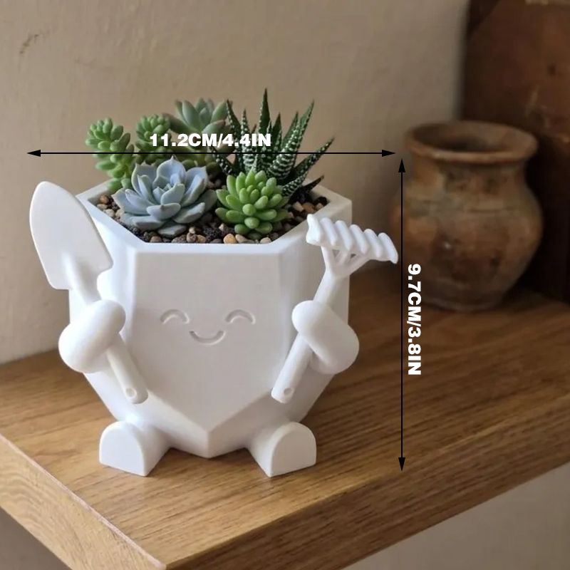 3D Printed Smiling Gardener (White) - Image 3