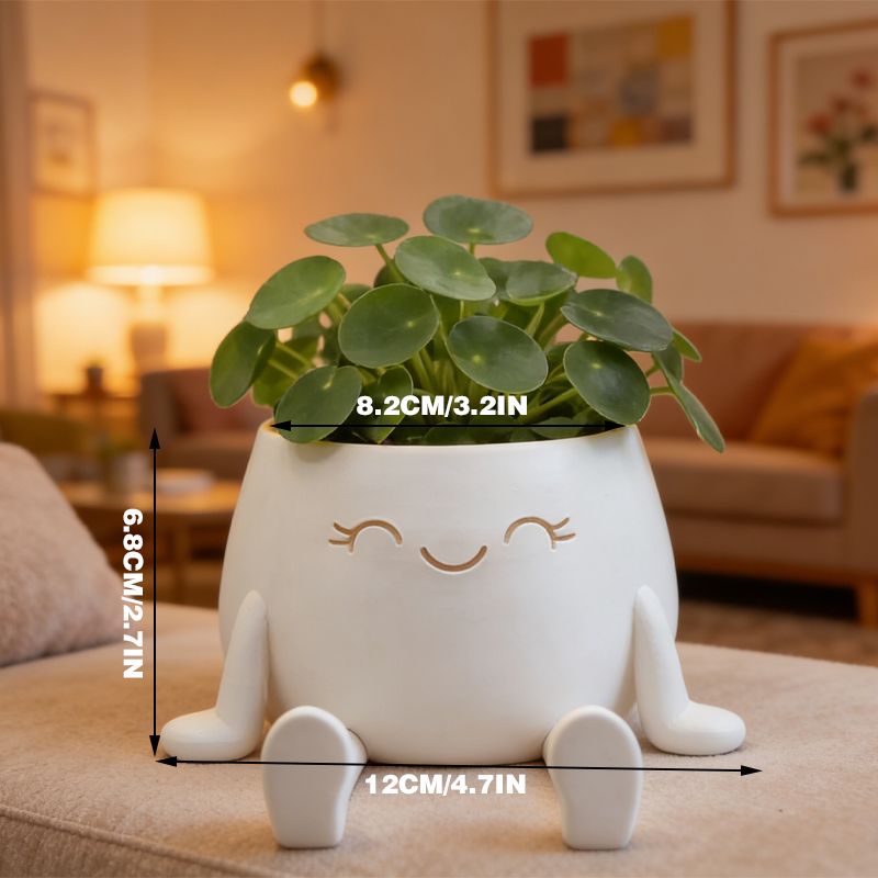 3D-printed sitting flower pot, white - Image 2