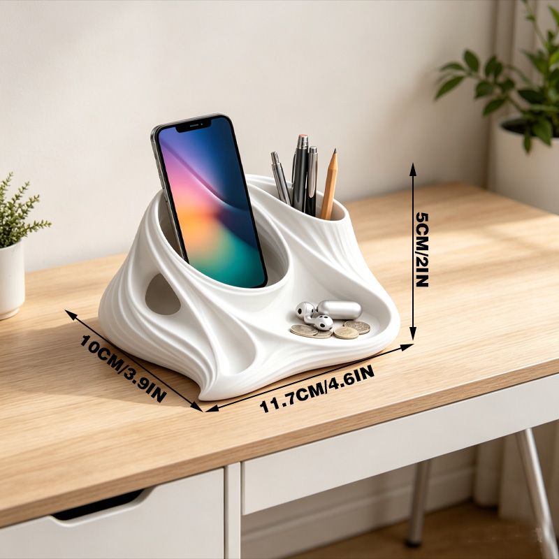 3D Printed Desktop Organizer, White - Image 3