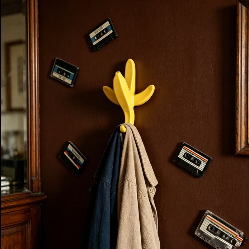 3D-printed banana wall hooks, home decor, yellow. - Image 3