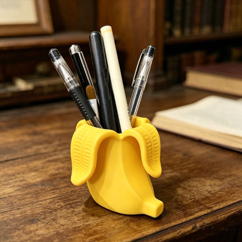 3D Printed Fun Banana Storage Container (Yellow) - Image 1