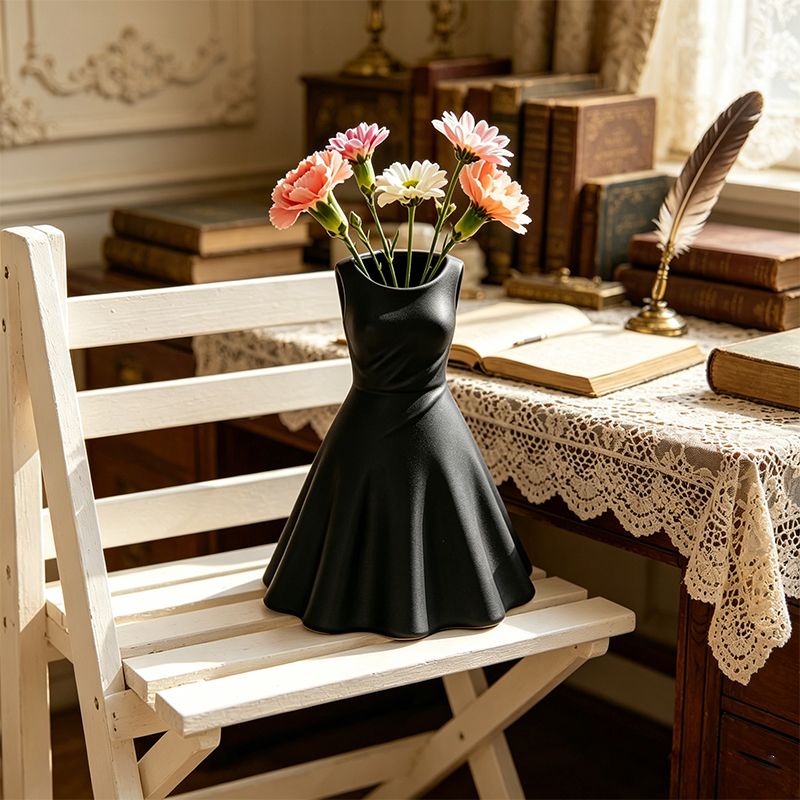 3D printed dress vase, black - Image 1