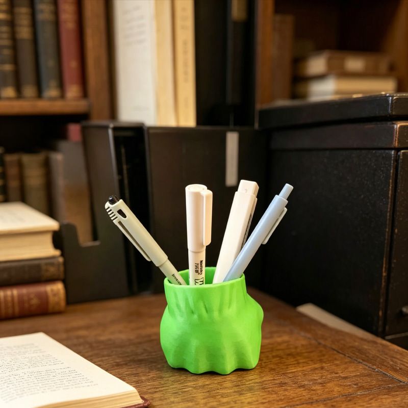 3D Printed Fist-Shaped Pen Holder, Powerful Desktop Organizer, Green - Image 2