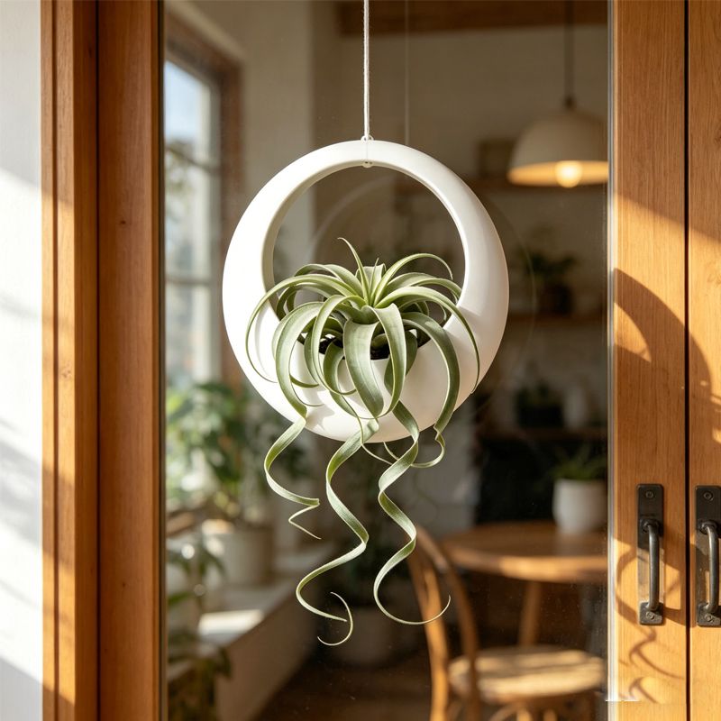 3D-printed circular hanging plant pot, white - Image 1