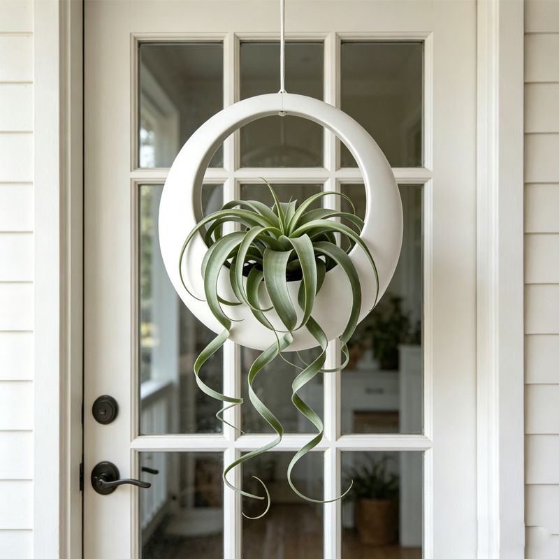 3D-printed circular hanging plant pot, white - Image 2