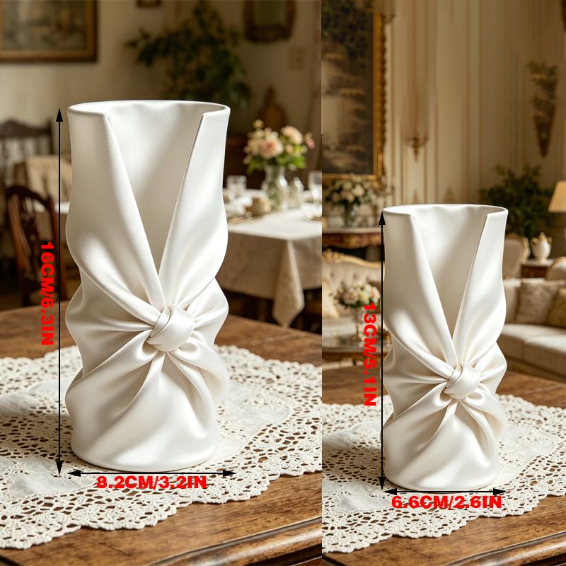 3D printed bow art vase, silk white - Image 3