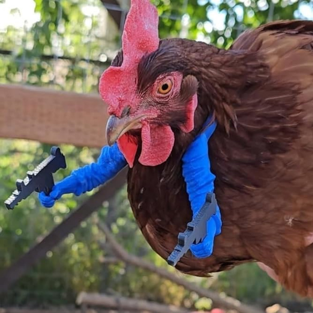 Chicken arms with Guns,Fun, Durable, Rooster Pistol Party, Perfect for Parties, Photoshoots and Pranks Costumes for Chickens to wear(blue) - Image 1