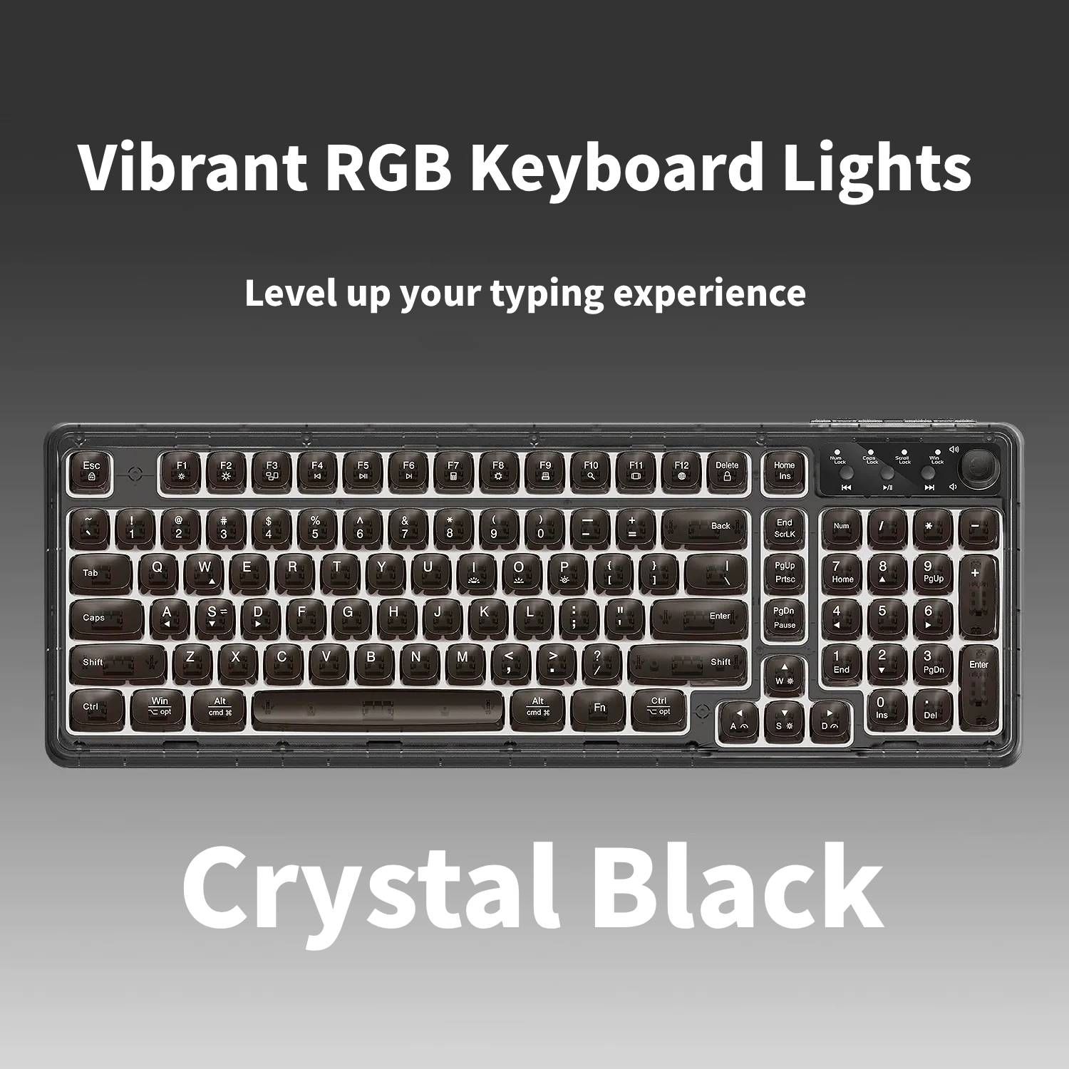 RGB Backlit Wired Mechanical Gaming Keyboard, 104 Keys Full Size Hot Swappable Keyboard with Aluminum Base, Noise Absorbing Foam, Tactile Brown Switch, Programmable Keys & Volume Knob for PC Mac,Crystal Black - Image 1