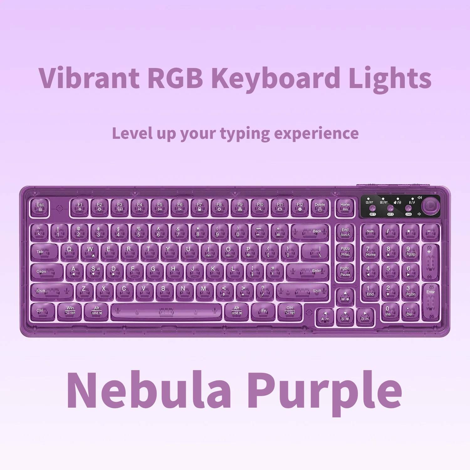 RGB Backlit Wired Mechanical Gaming Keyboard, 104 Keys Full Size Hot Swappable Keyboard with Aluminum Base, Noise Absorbing Foam, Tactile Brown Switch, Programmable Keys & Volume Knob for PC Mac,Nebula Purple - Image 1