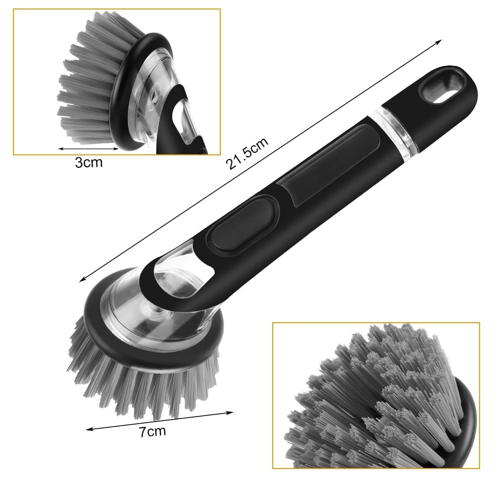 Automatic Liquid Adding Dish Washing Brush Multifunctional Kitchen Cleaner Labor Saving Lazy Scrubber for Pots Pans Cookware Heavy Duty Stain Remover(Grey) - Image 3