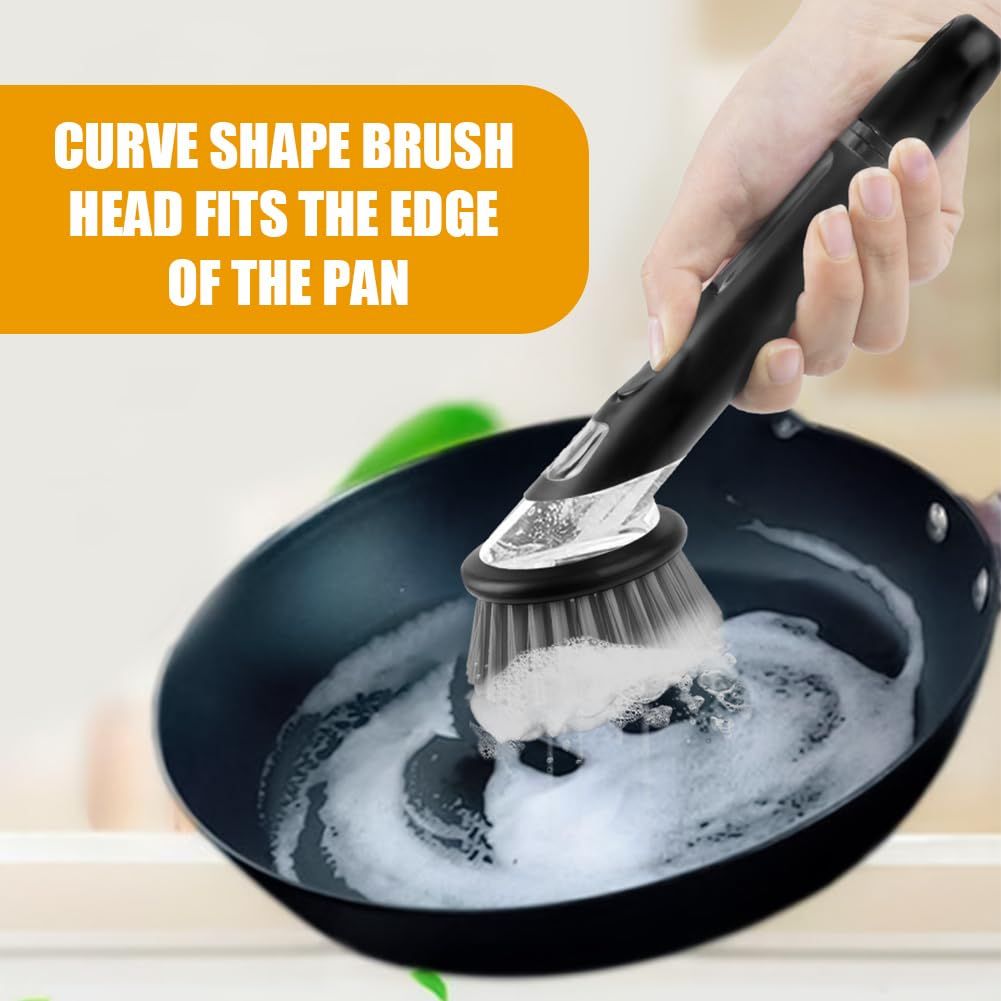 Automatic Liquid Adding Dish Washing Brush Multifunctional Kitchen Cleaner Labor Saving Lazy Scrubber for Pots Pans Cookware Heavy Duty Stain Remover(Yellow) - Image 6